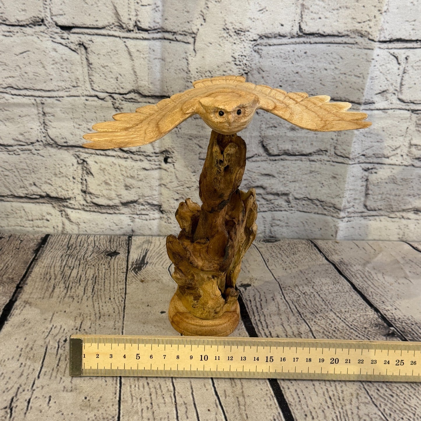 20cm Flying Owl Mushroom Parasite Ornament Natural Carving Fair trade Wooden7