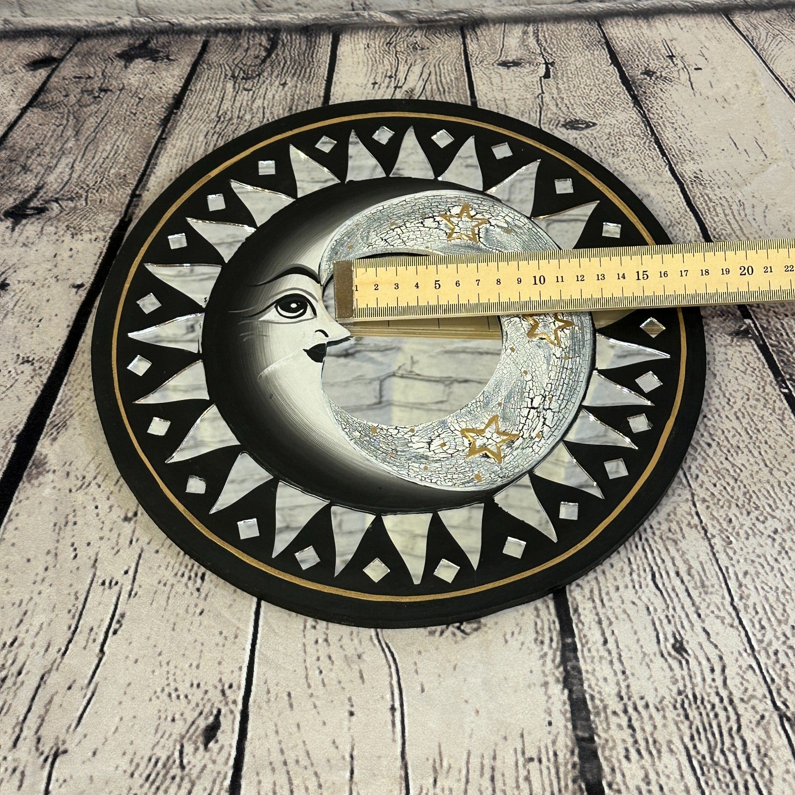 Black Full Moon Mosaic Tile Wall Mirror 40cm x 40cm 16 Inches Handmade Fairtrade5