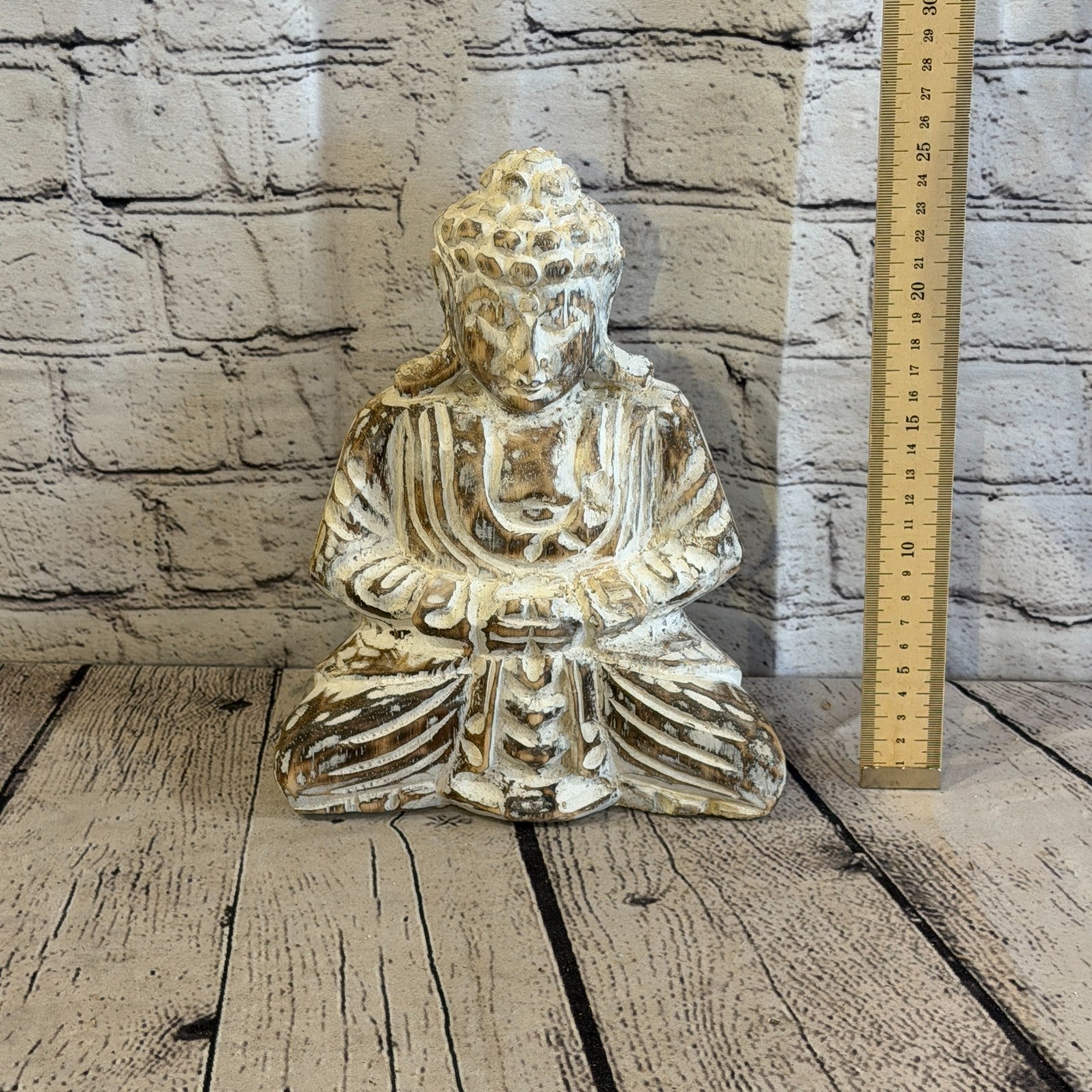 25cm Brown Meditating Buddha Ornament Sculpture Statue Buddhas Hand Carved Wood5