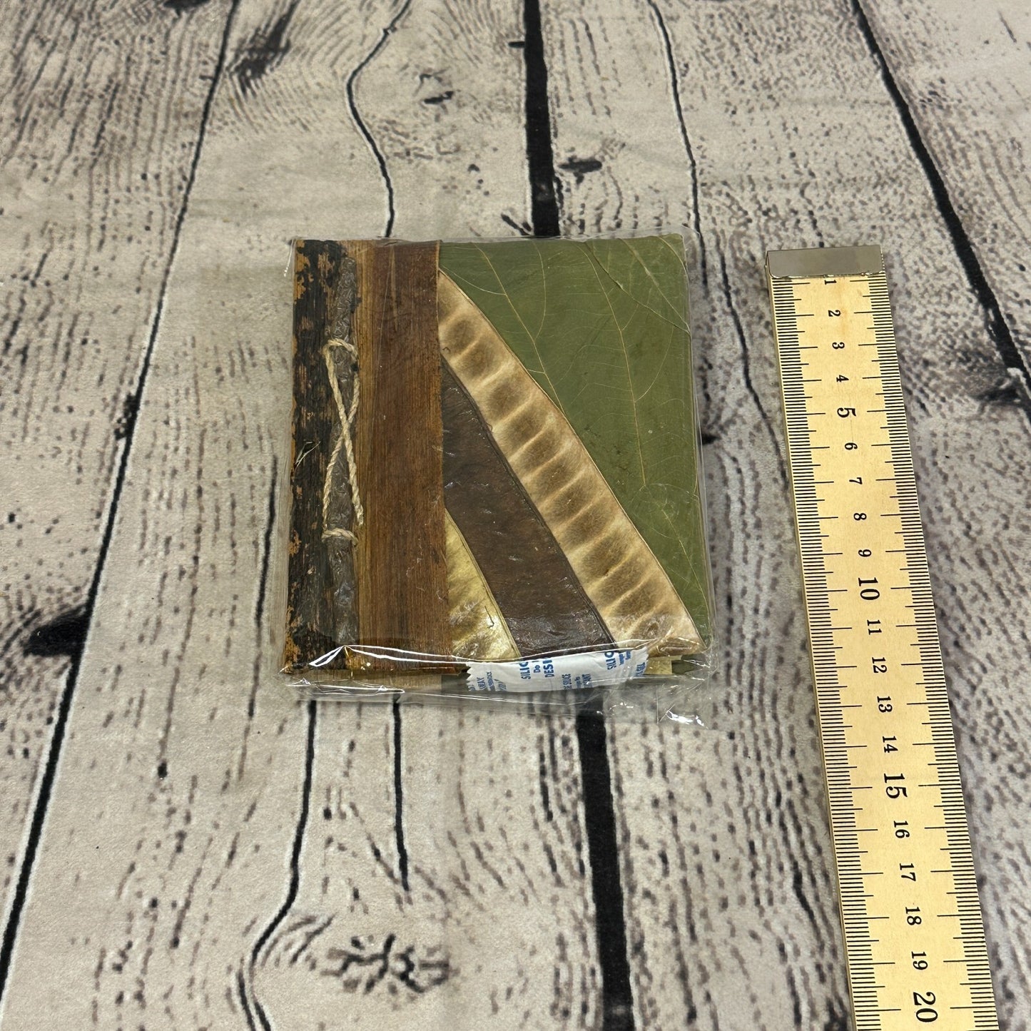 Natural Leaf Note Book 12cm x 10cm With Paper Made From Bamboo Pulp Design 21