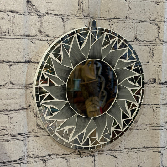Grey Sun Flame Mosaic Tile Wall Mirror 30cm x 30cm 12 Inches Handmade0