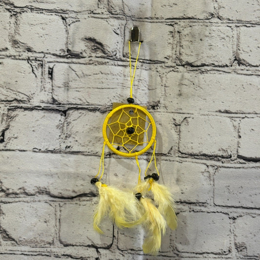 Yellow Naturals Handmade Dream Catcher Feather Beads Ring For Home Car Décor0