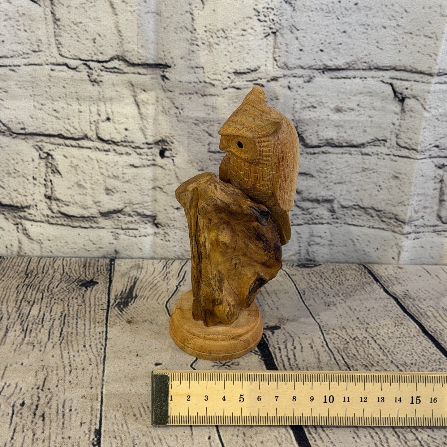 15cm Single Owl Mushroom Parasite Ornament Natural Carving Fair trade Wooden7