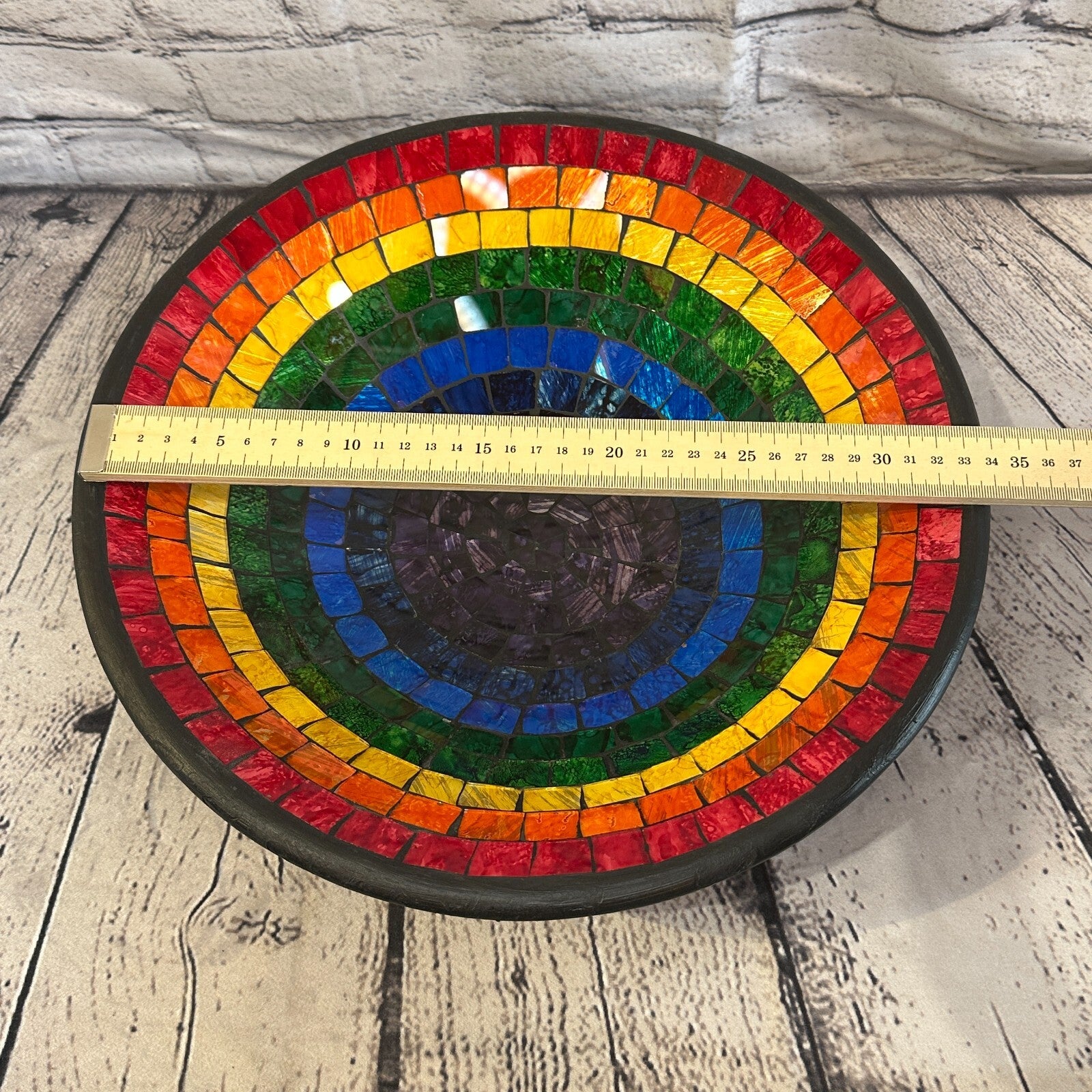 35cm Rainbow Eye Round Mosaic Handmade Ceramic Glass Tile Bowl Fruit1