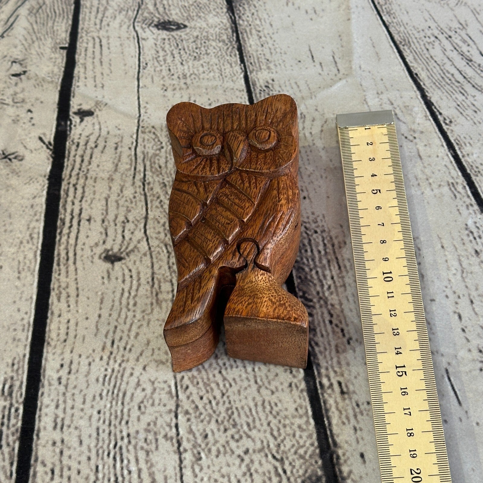 Carved Standing Owl 4 Bit Wooden Puzzle Box Secret Box Magic Trinket Handmade6