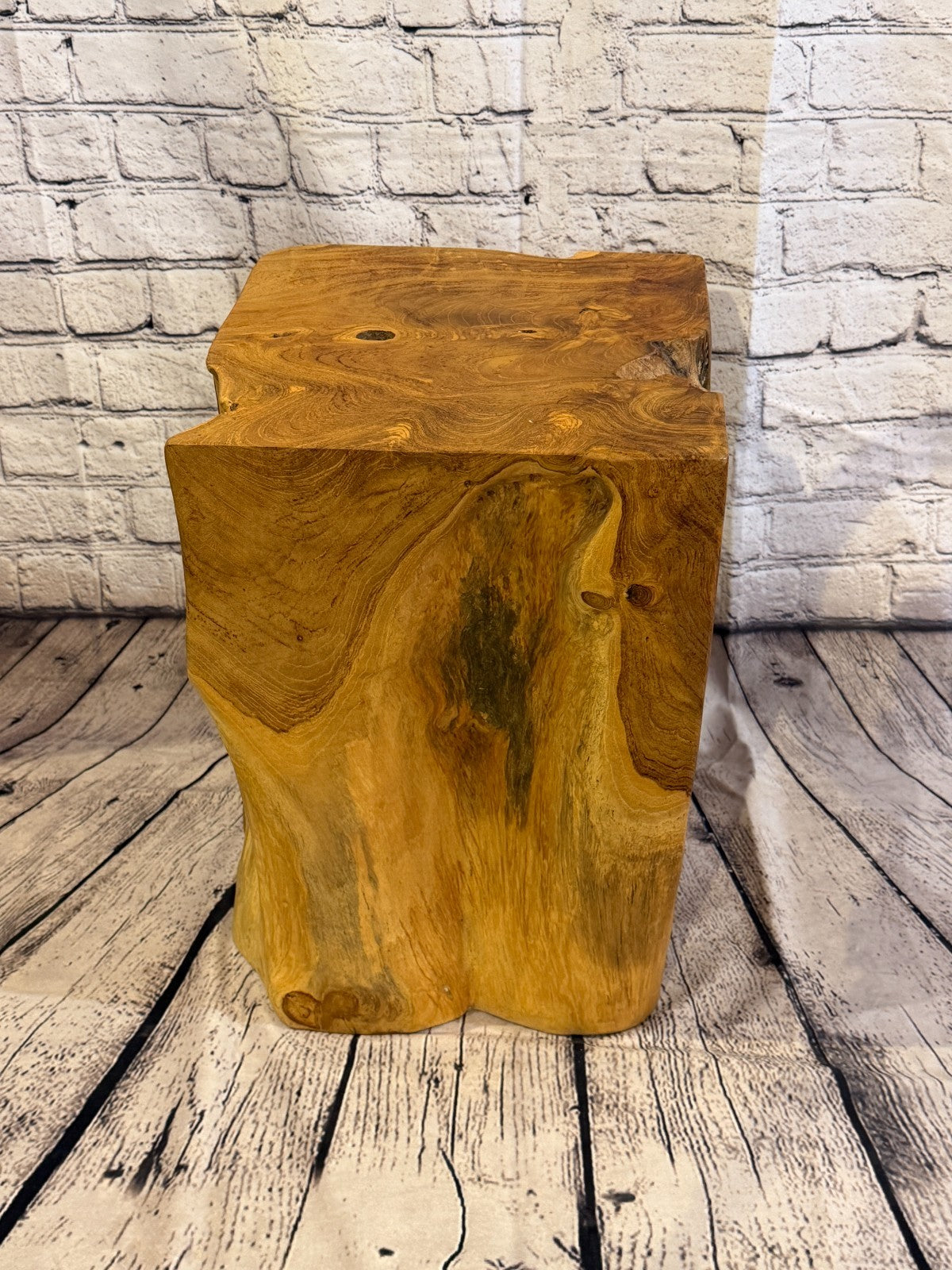 45cm x 30cm Square Teak Root Table Hand Carved Solid Wood Stool Stand Rustic3