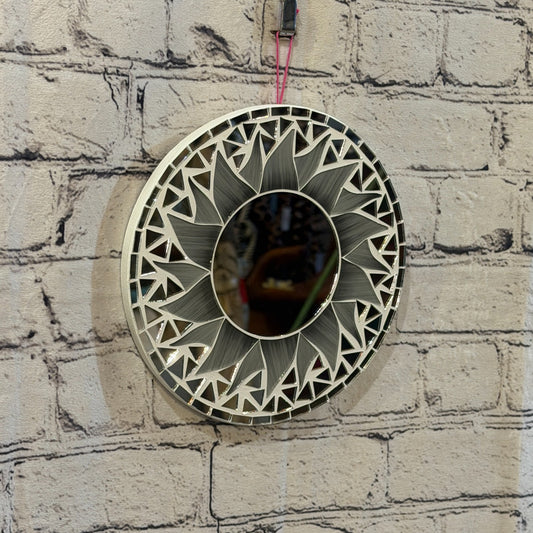 Grey Sun Flame Mosaic Tile Wall Mirror 20cm x 20cm 8 Inches Handmade0