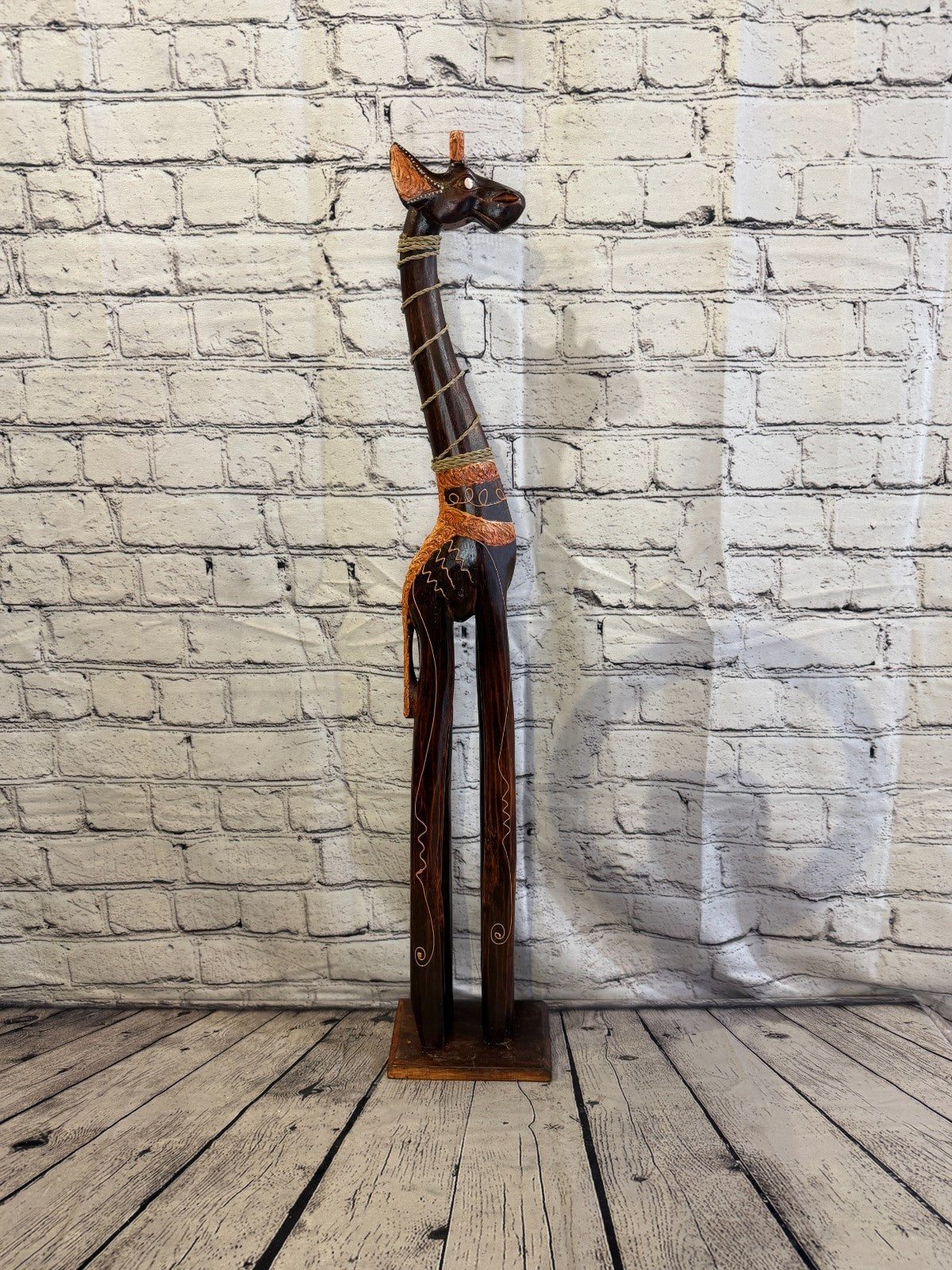 80cm Brown Wooden Giraffe Standing Single Carved Solid Wood Giraffe Handmade3