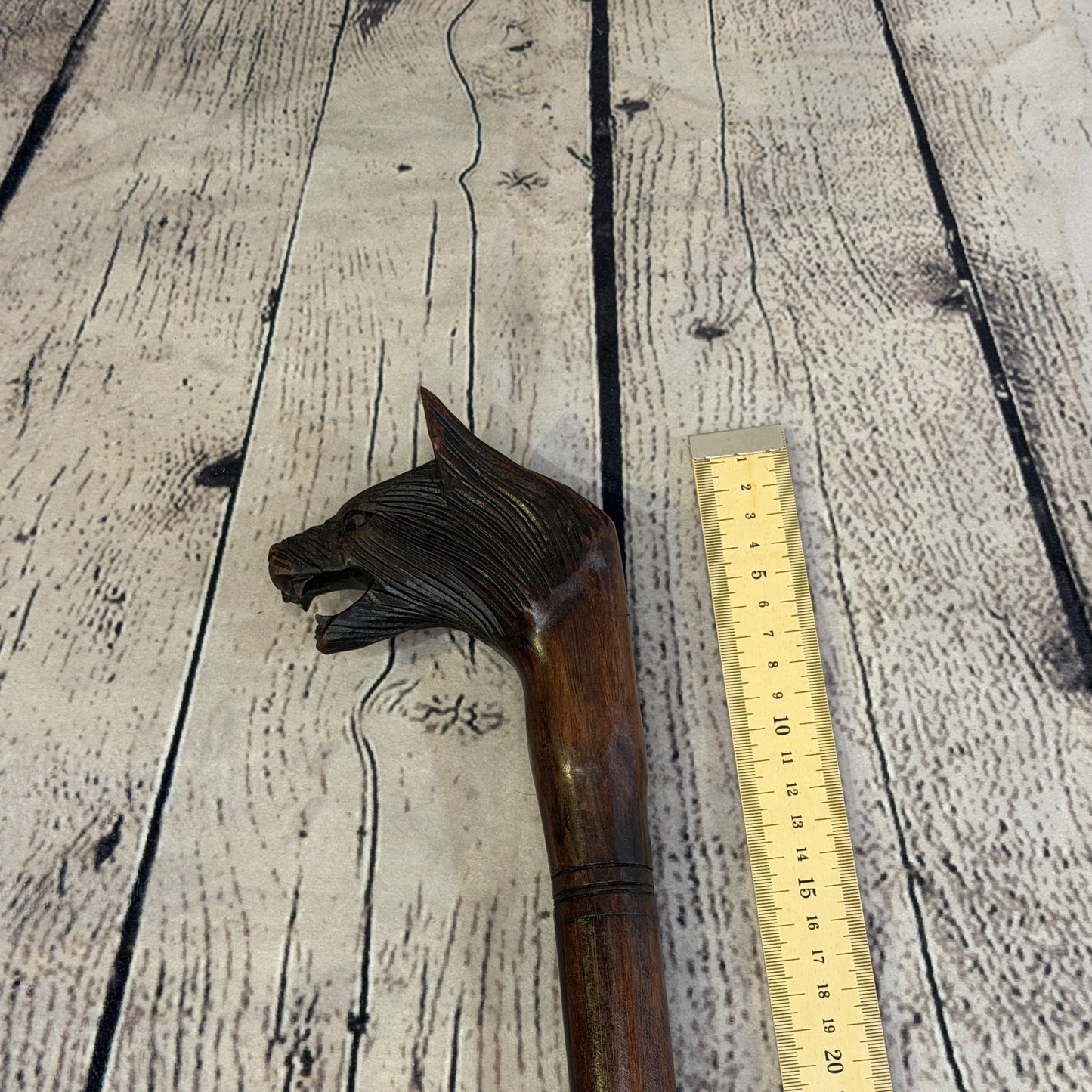 Wolf Head 90cm Tribal African Walking Stick Cane Hand Carved Dark Wood8