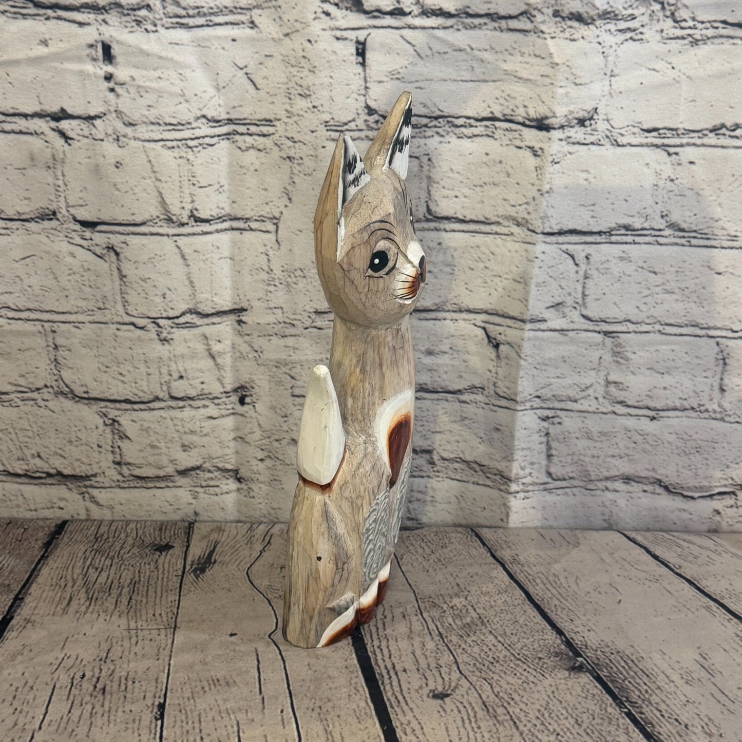 30cm White Dots Wooden Shabby Cat Statue Ornament Fair Trade Handcarved2