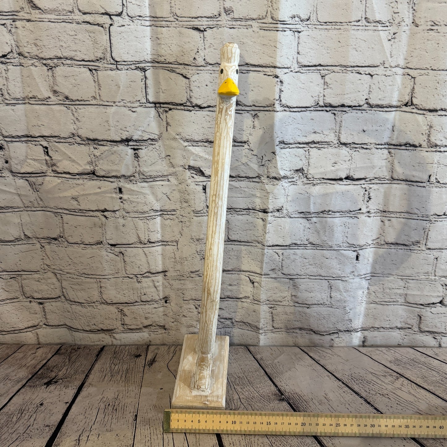 Looking Forward 50cm Tall Wooden White Duckling Baby Duck Shabby Wood Fairtrade7