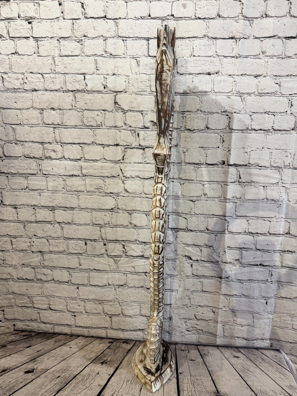 100cm Brown Wooden Shabby Seahorse Statue Ornament Fair Trade Handcarved1