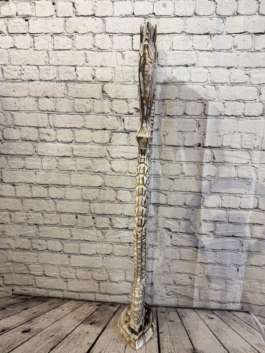 100cm Brown Wooden Shabby Seahorse Statue Ornament Fair Trade Handcarved1