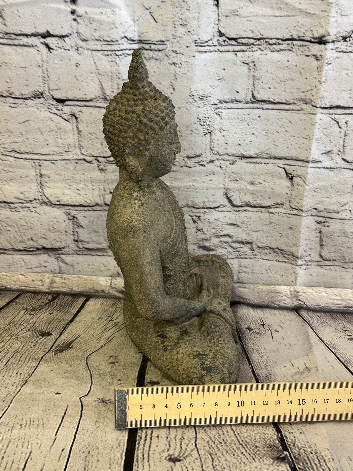 Spike Buddha Stone Garden 30cm x 20cm Ornament Outdoor Indoor Statue Hindu9