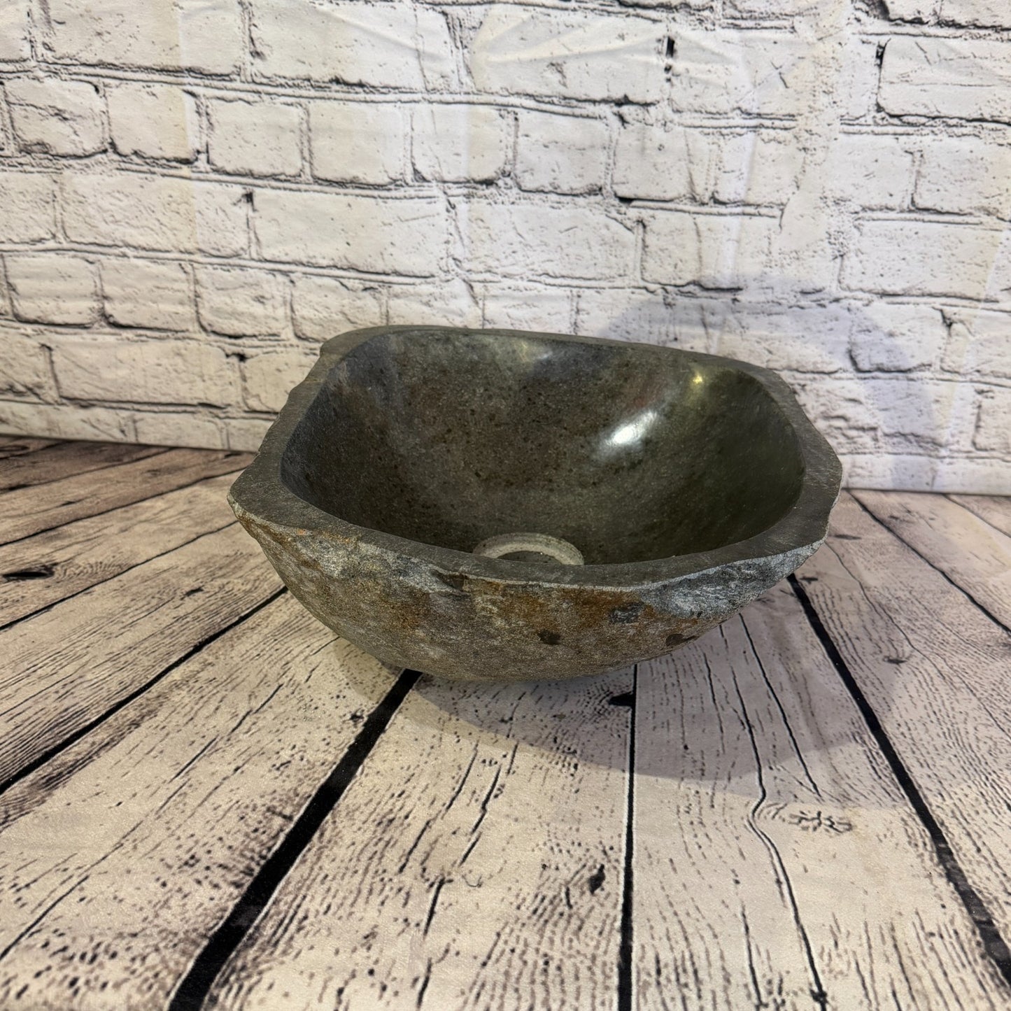 31cm x 29cm Wash Basin Bathroom Counter Top Washing River Stone Bowl Sink No 311