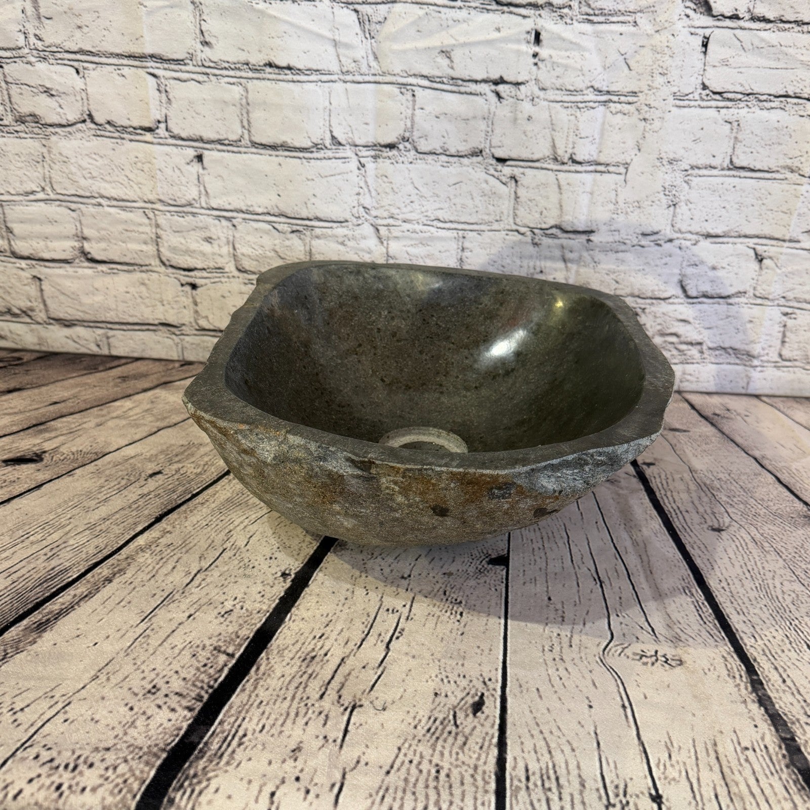 31cm x 29cm Wash Basin Bathroom Counter Top Washing River Stone Bowl Sink No 311