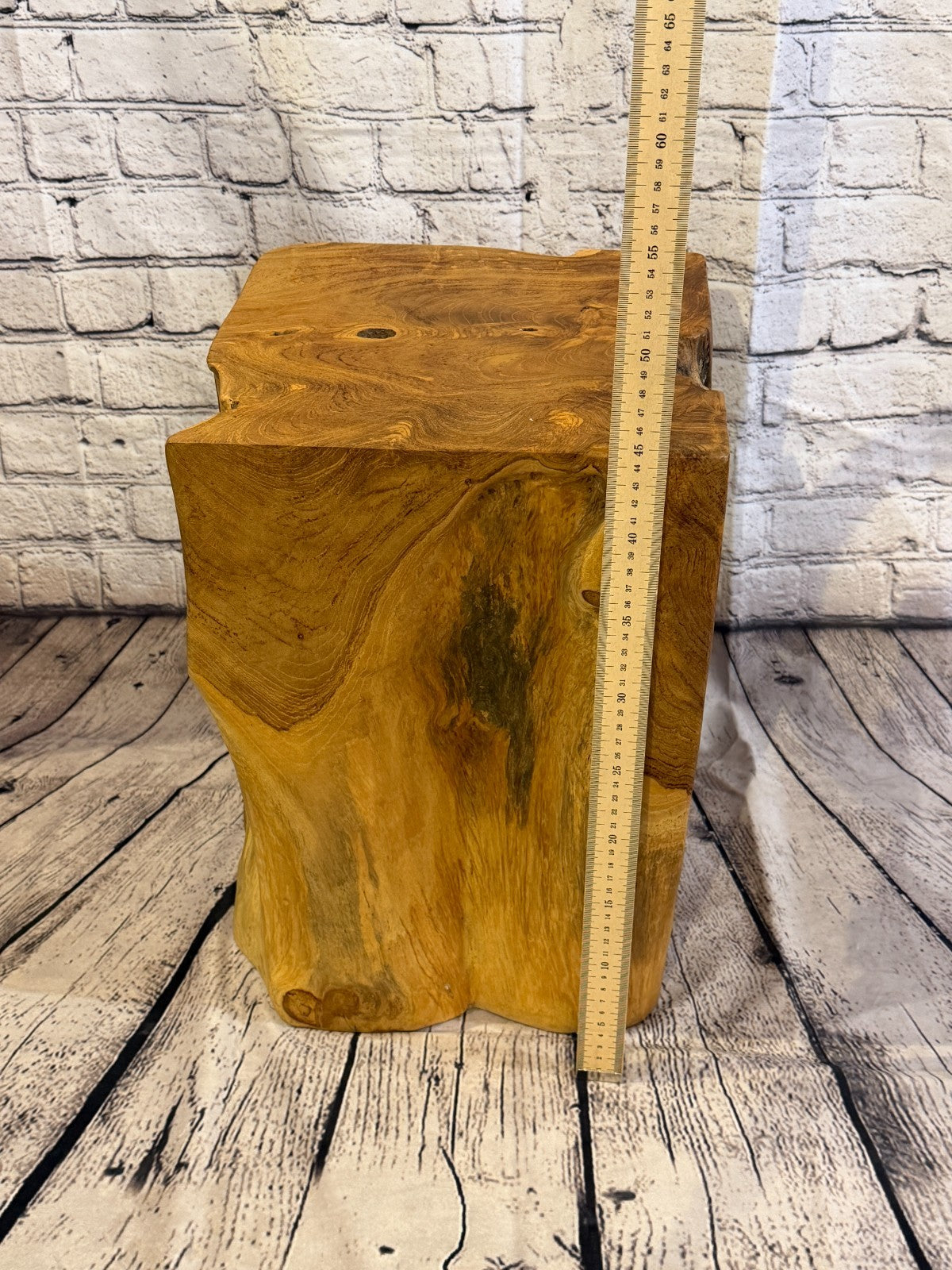 45cm x 30cm Square Teak Root Table Hand Carved Solid Wood Stool Stand Rustic4