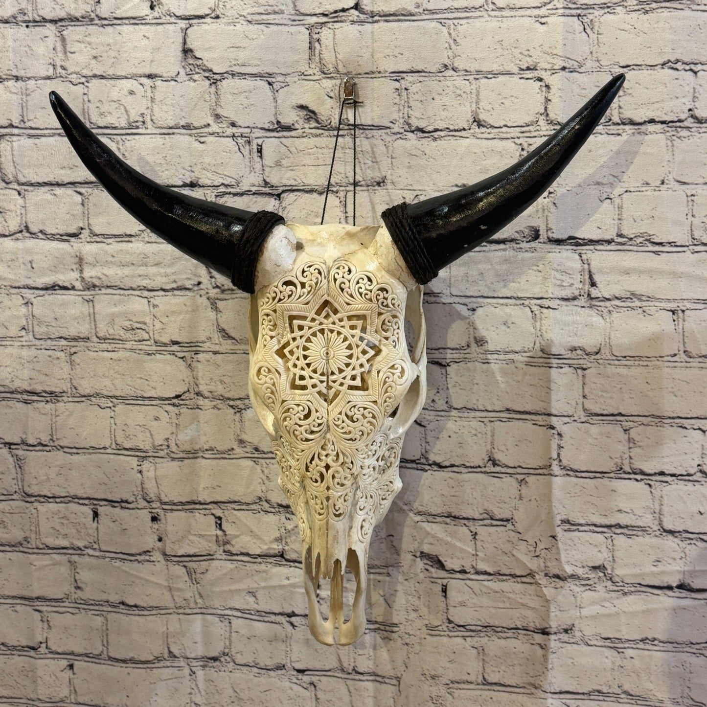 50cm Carved Buffalo Ram Wild Replica Skulls Wall Hanging Carved Design 32
