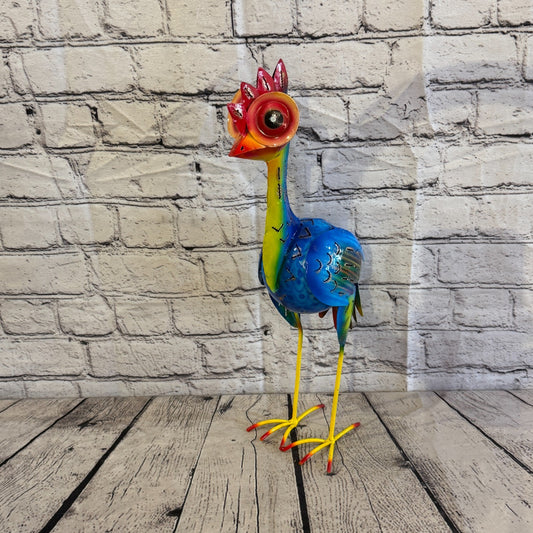 40cm x 20cm Emu Ostrich Bird Blue Metal Tin Standing Ornament Statue0