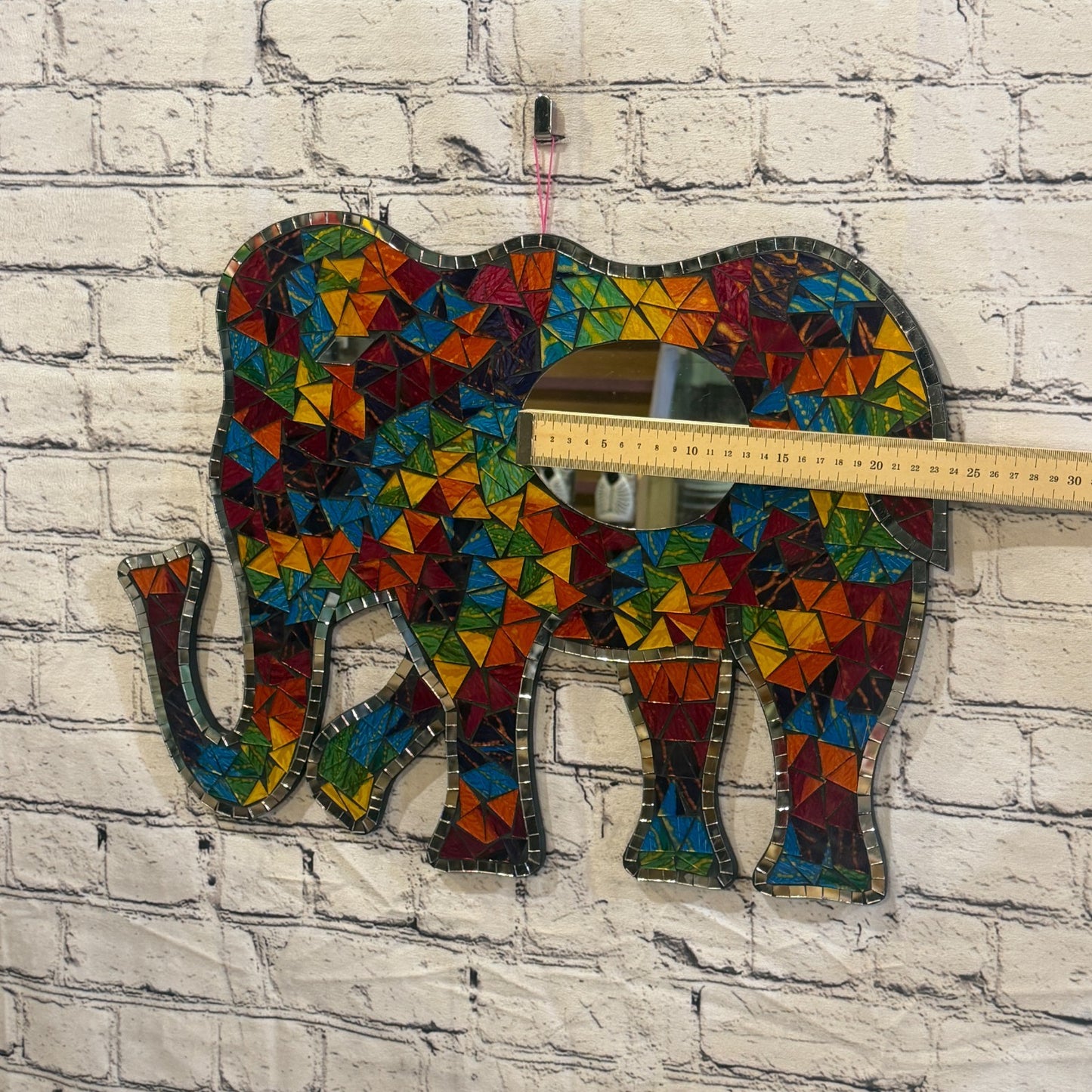 Rainbow Standing Elephant Mosaic Tile Wall Mirror 50cm x 35cm Handmade New5
