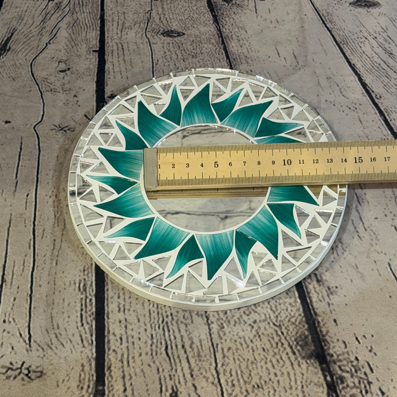 Green Sun Flame Mosaic Tile Wall Mirror 20cm x 20cm 8 Inches Handmade5
