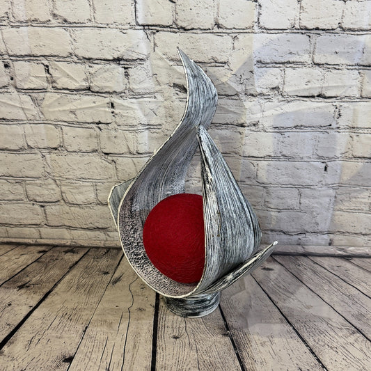 Red Light Silver Natural 45cm Tall Leaf Lamp Twist LED UK Mains Plug Design 80