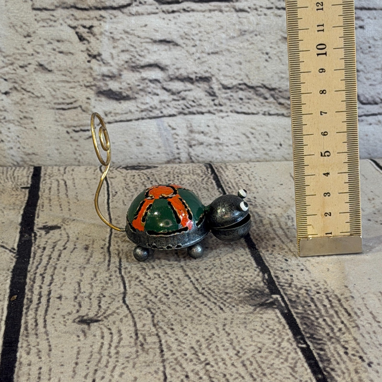 7cm x 7cm Colourful Grey Tortoise Turtle Metal Tin Standing Ornament Statue5
