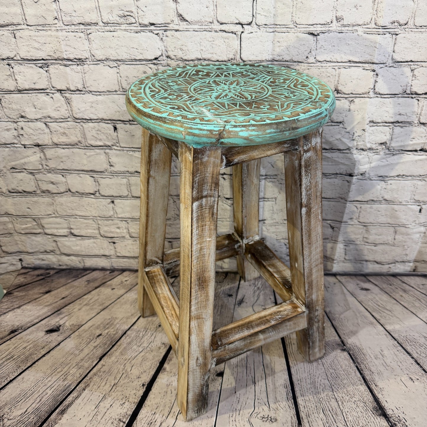 50cm x 30cm Green Stool Table Wooden Side Cabinet Living Hallway Furniture2