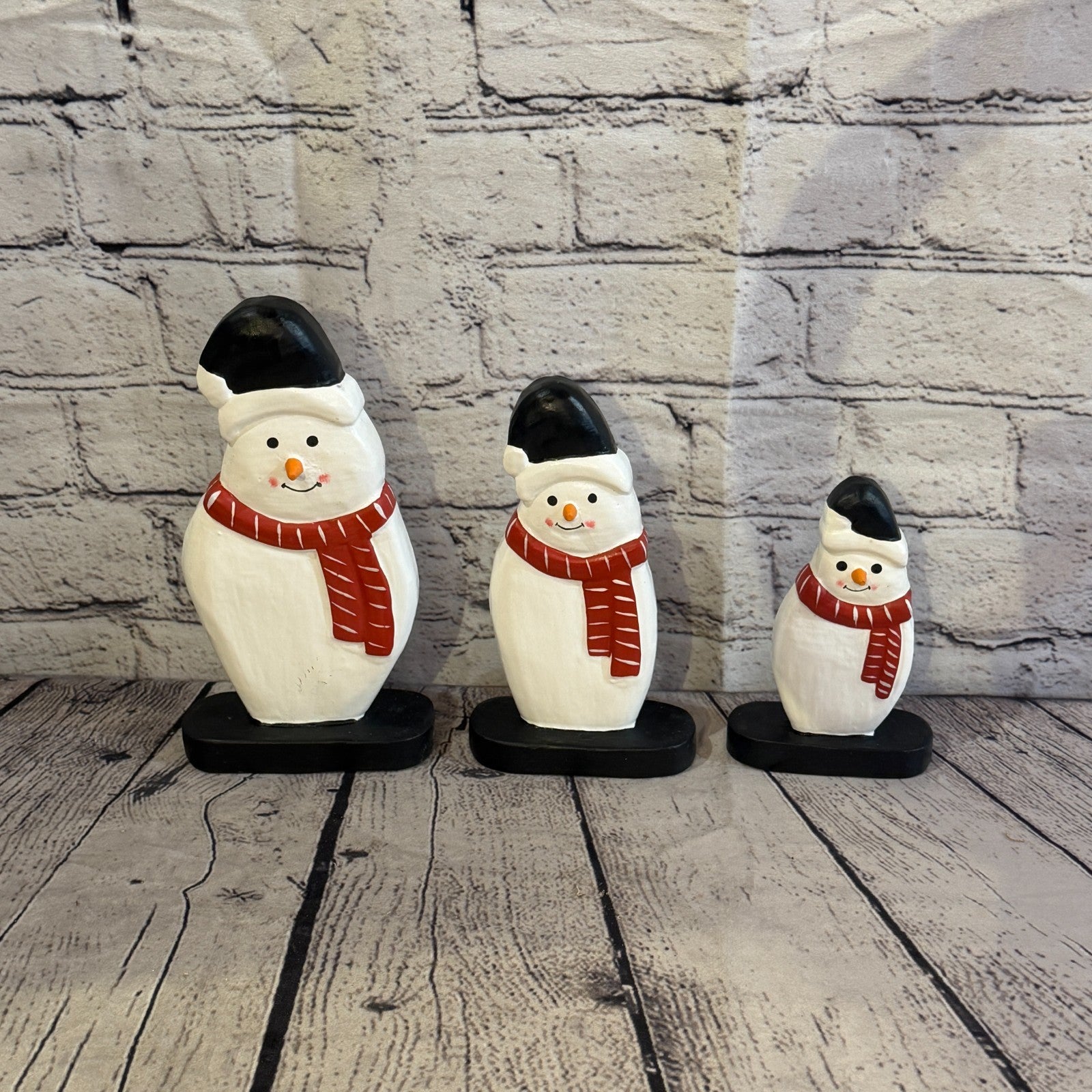 18cm x 10cm Black Flat Top Hat Snowman Handcrafted Wood Xmas Christmas Ornament8