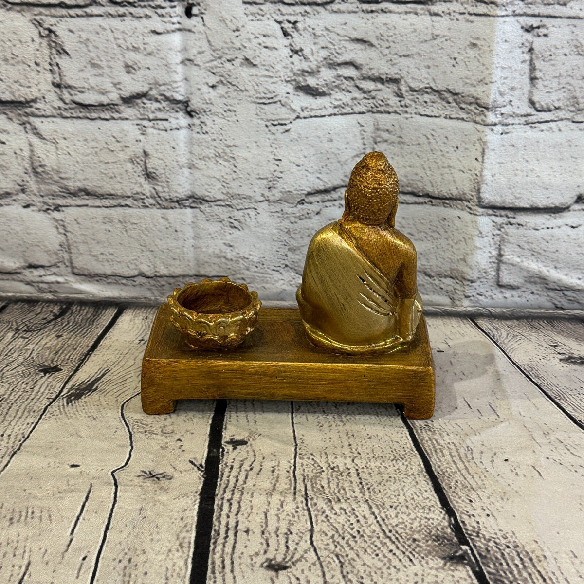 Gold & Bronze 15cm x 15cm Thai Buddha Tea Light Holder Statue Resin Hindu5