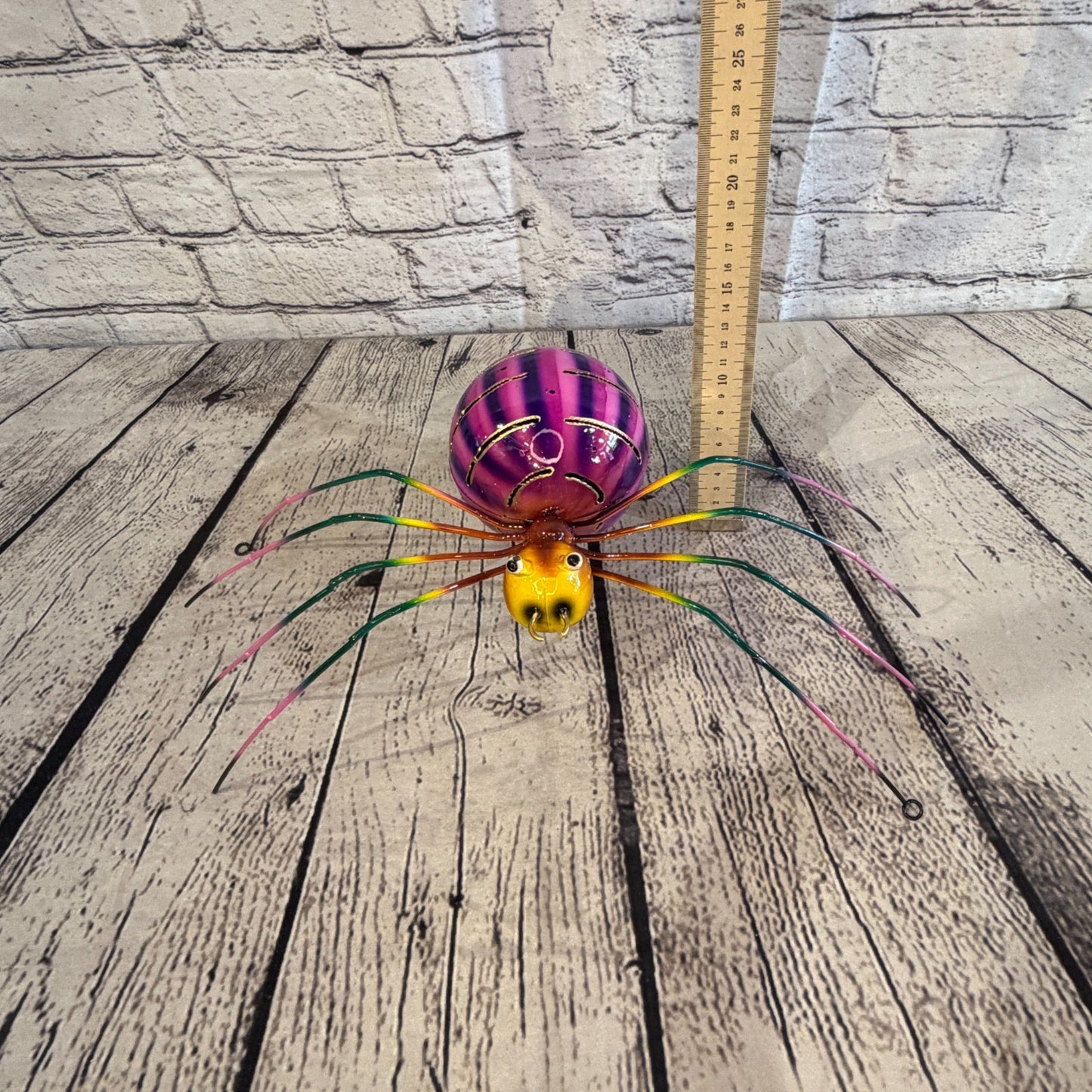 35cm x 20cm Small Colourful Purple Spider Metal Tin Standing Ornament Statue5
