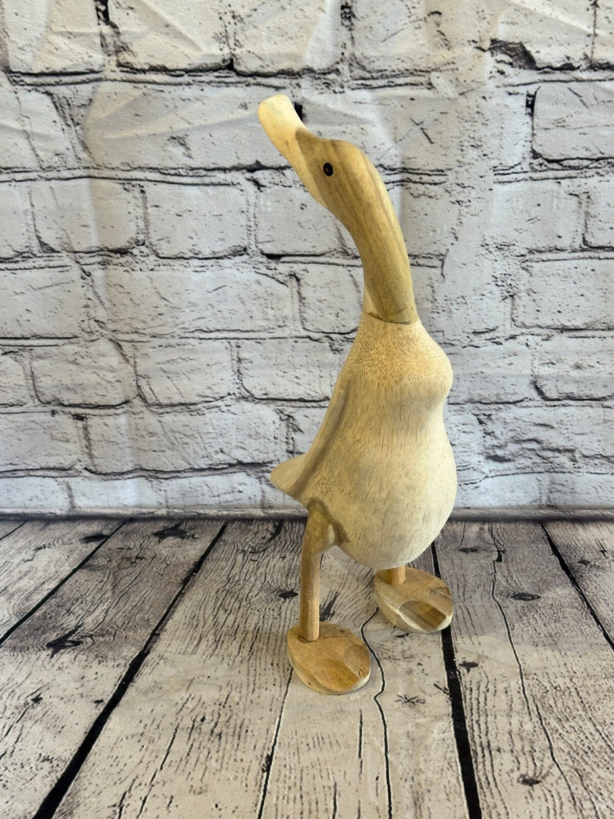 Looking Back 30cm Tall Wooden Hairy Duckling Baby Duck Bamboo Root Fairtrade5