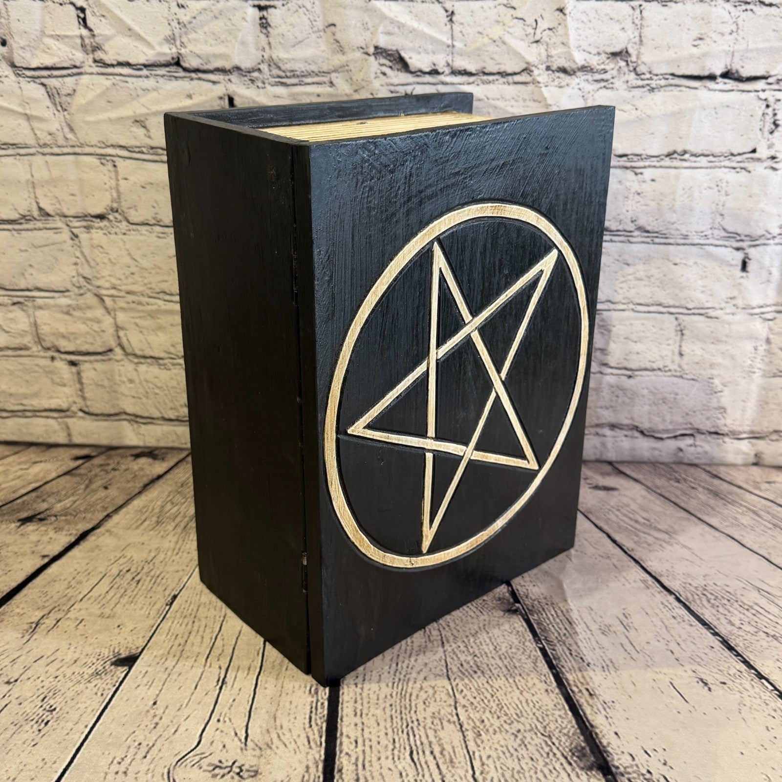 30cm x 24cm x 15cm Book Wood Gothic Pentagram Skull Coffin Jewellery Trinket Box3