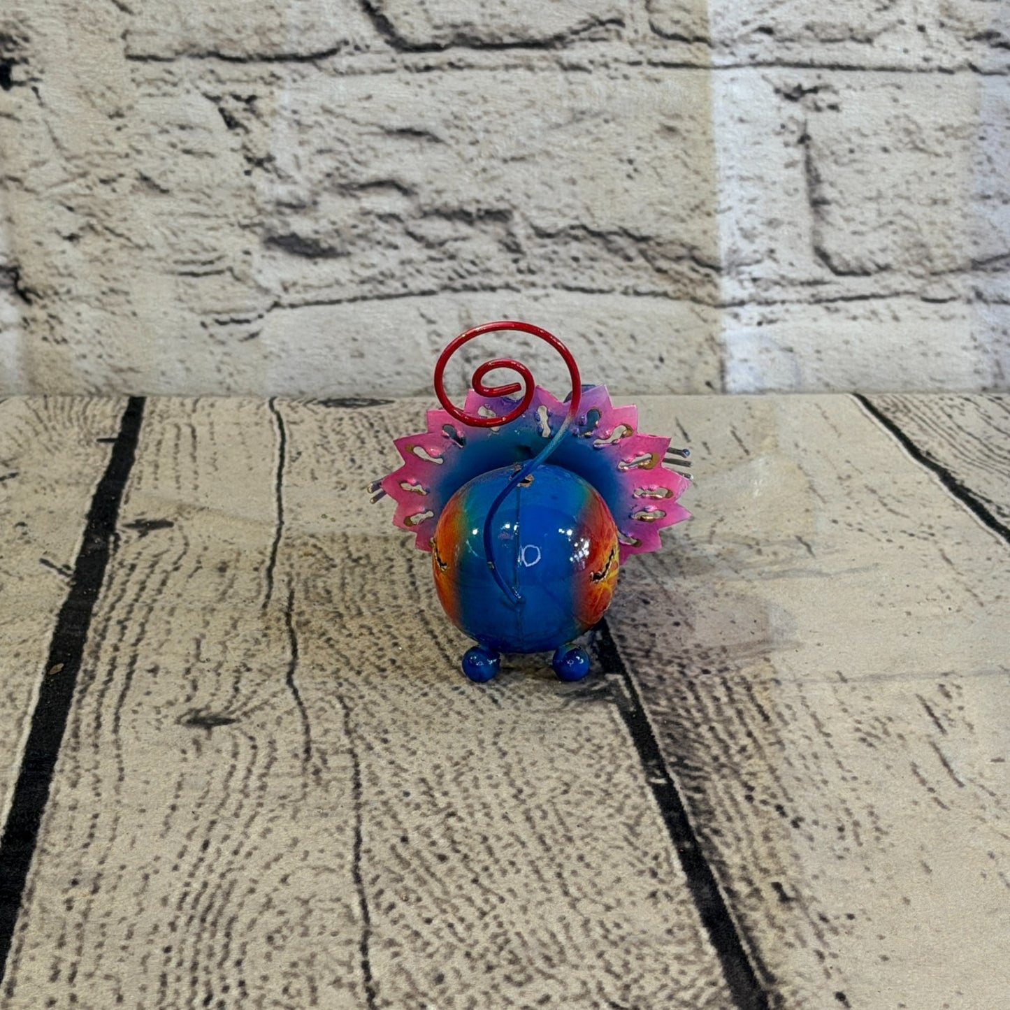 8cm x 8cm Colourful Tiger Blue Metal Tin Standing Ornament Statue4