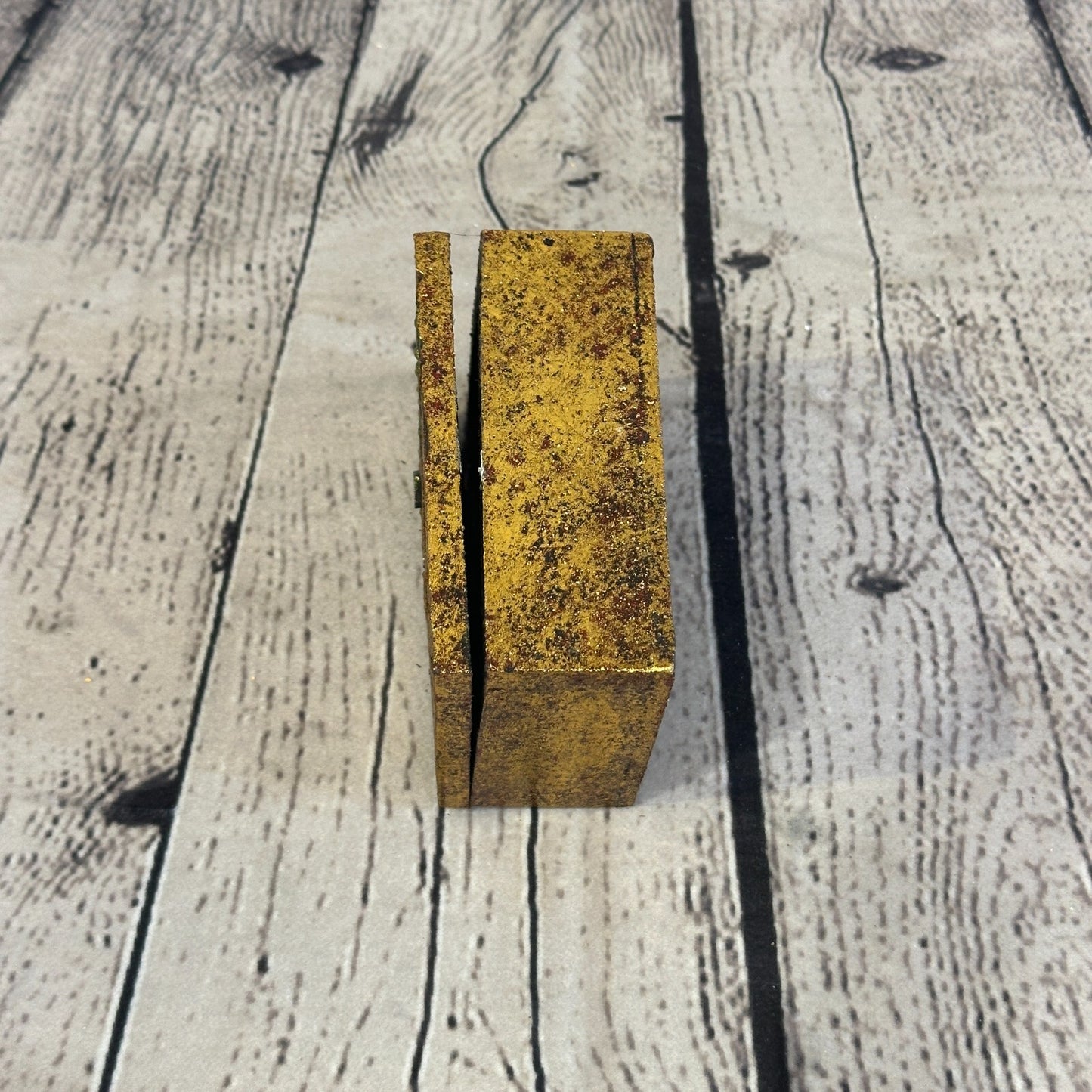 Bright Gold Thai Buddha Head Right 10cm x 7cm x 4cm Wooden Box Trinket Handmade1