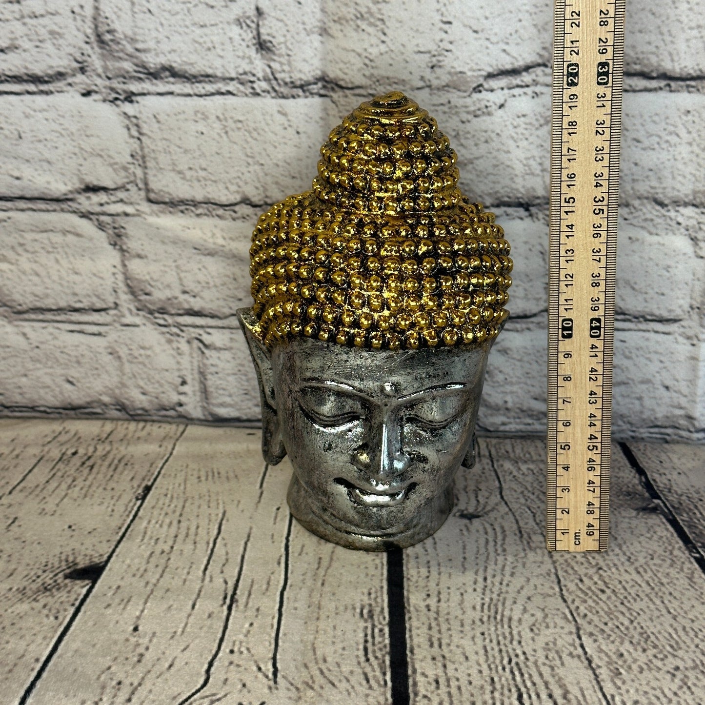 Silver Gold 15cm Small Thai Buddha Head Statue Resin Hindu5