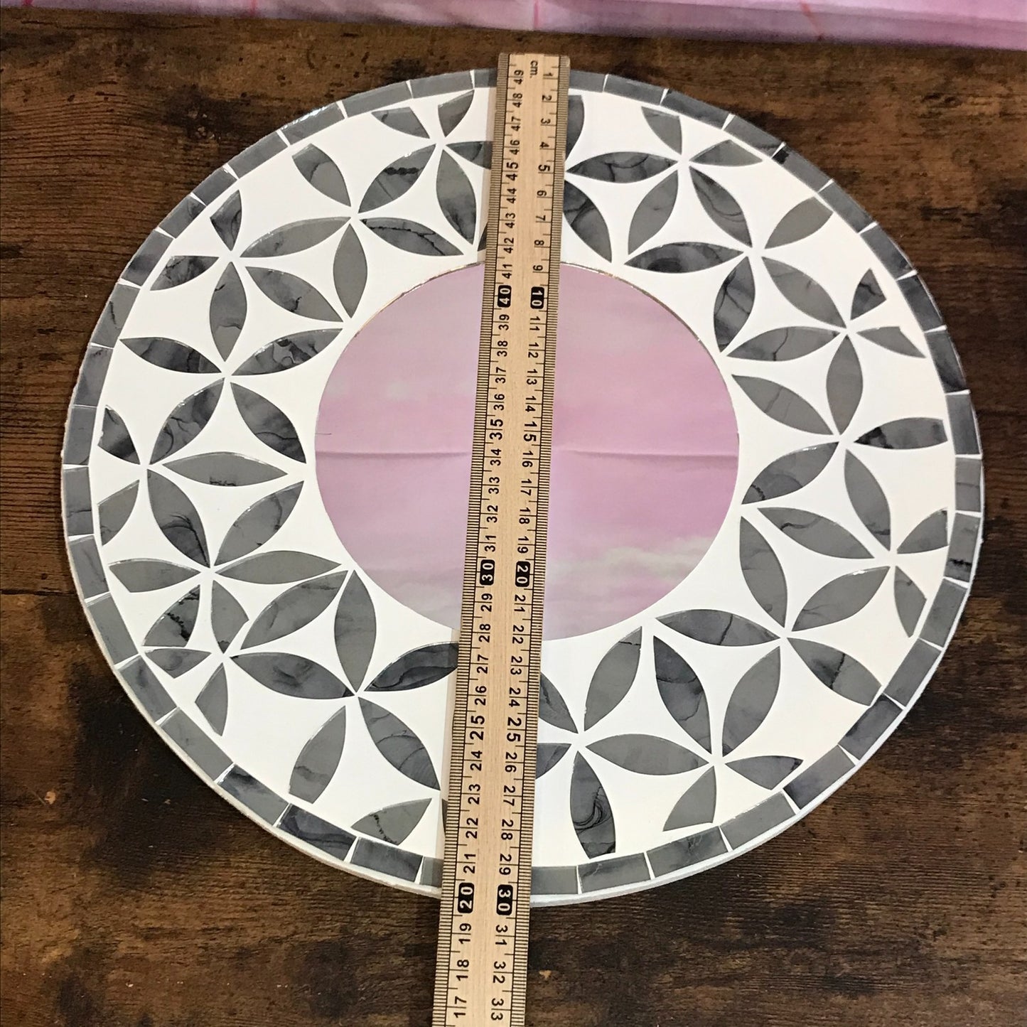 Grey Flower Mosaic Tile Wall Mirror 30cm x 30cm 12 Inches Handmade New4