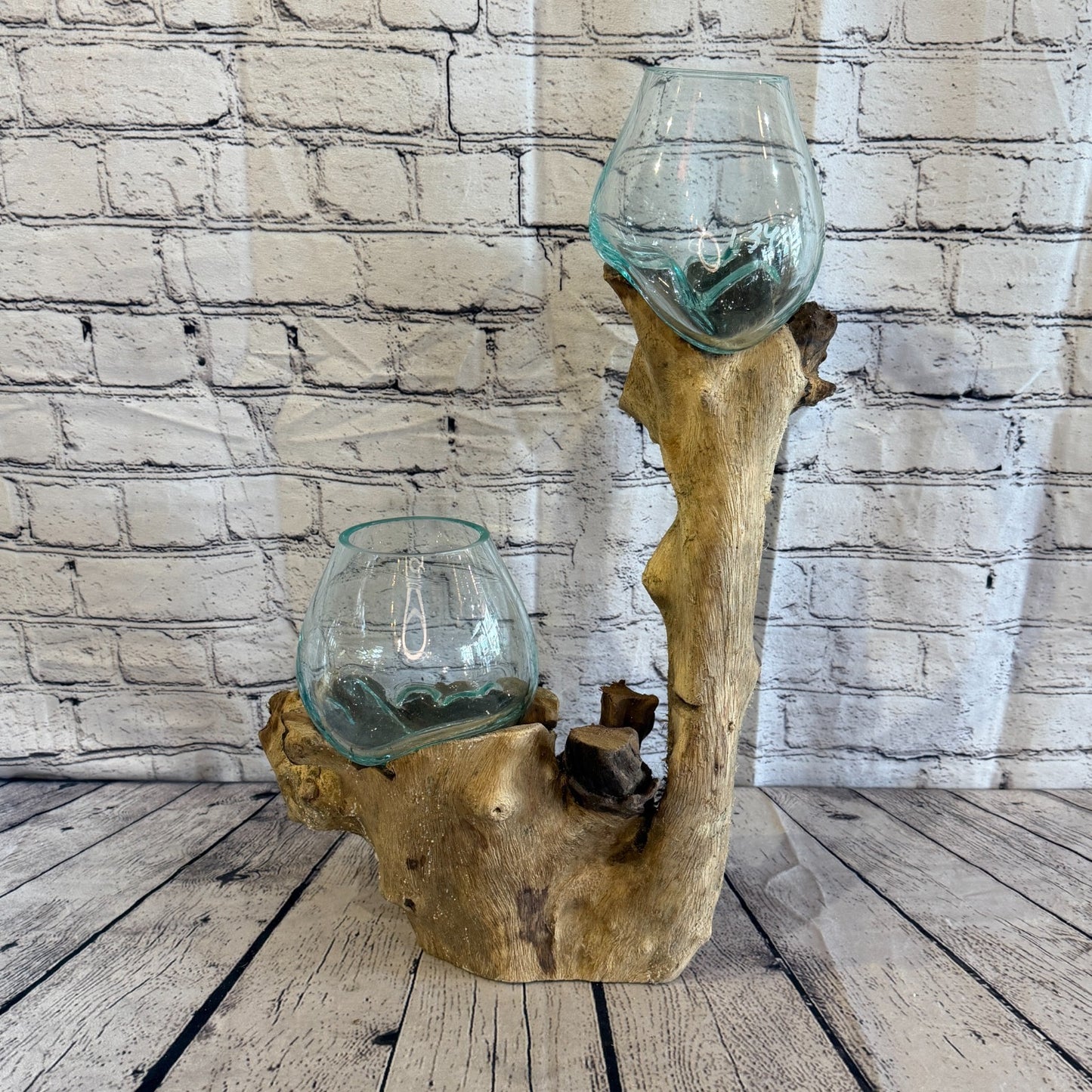 55cm Tall Double Colour Melted Glass Wood Decorative Vase Glass Sculpture4