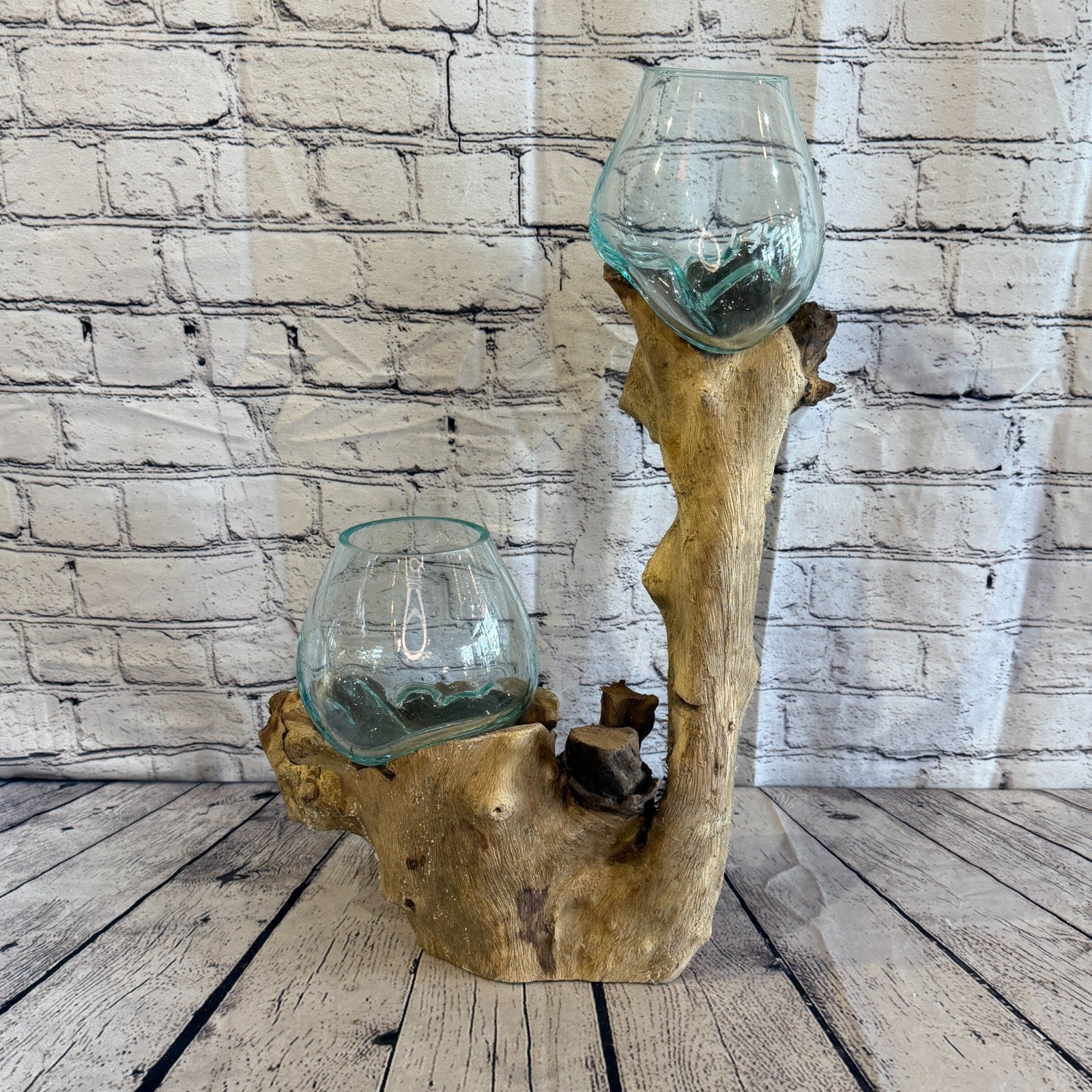 55cm Tall Double Colour Melted Glass Wood Decorative Vase Glass Sculpture4