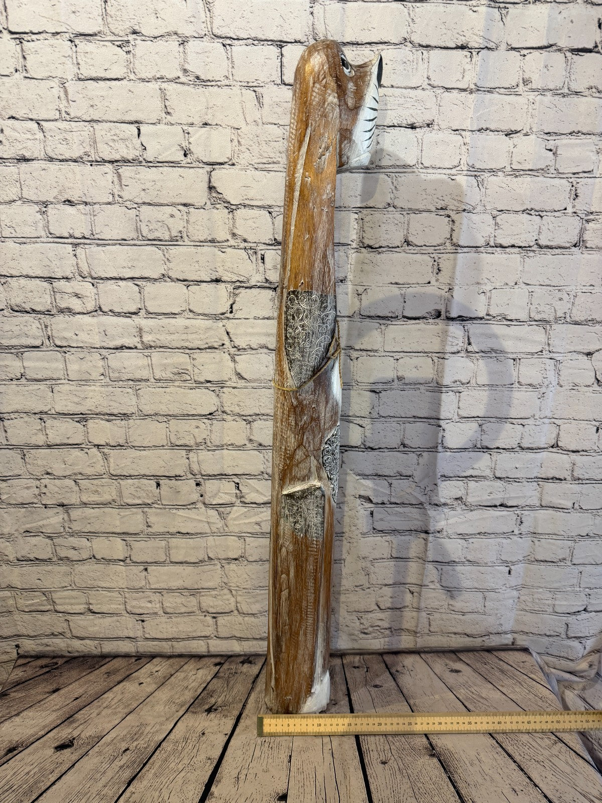 100cm Light Brown Wooden Shabby Dog Statue Ornament Fair Trade Handcarved7