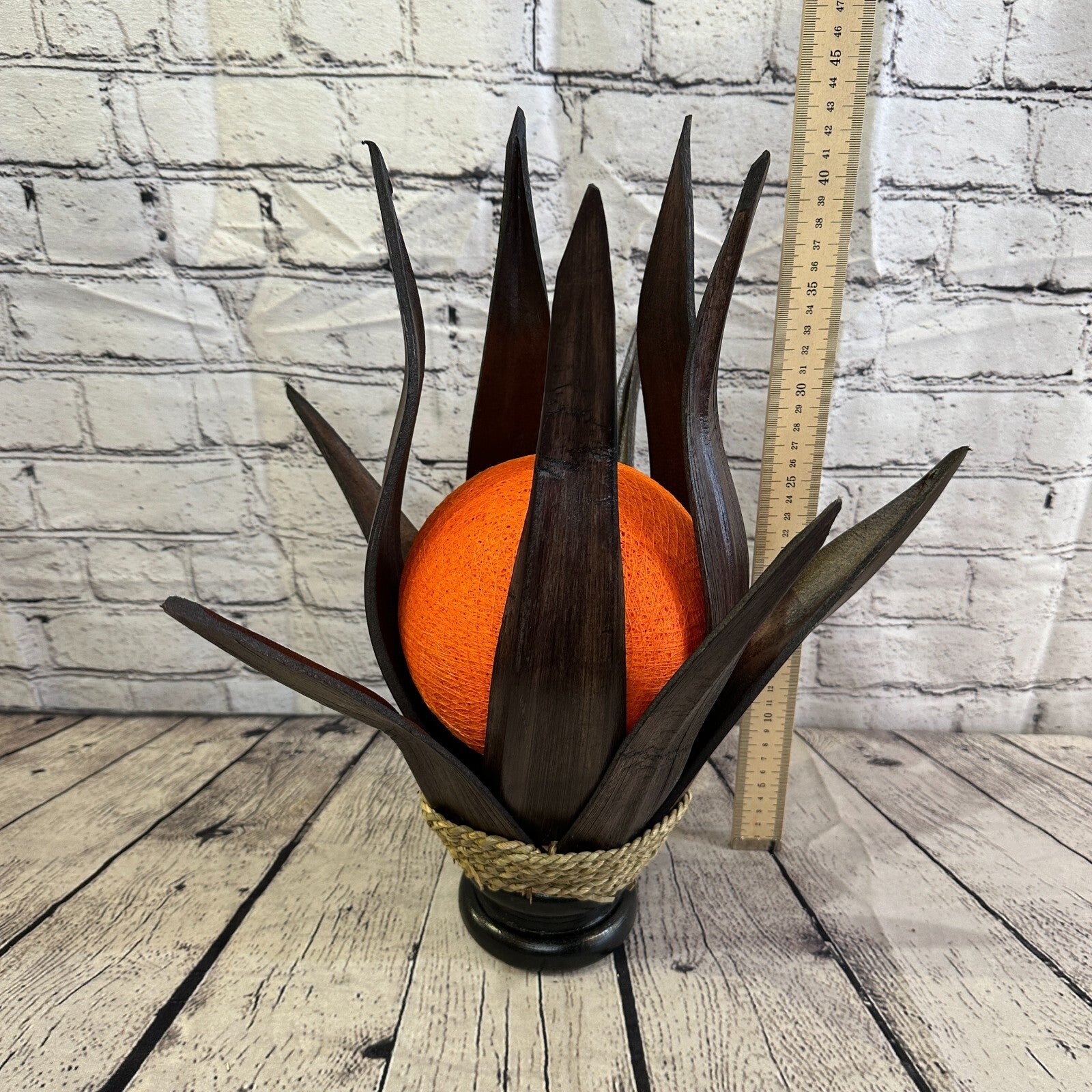 Orange Brown Leaf Natural 45cm Tall Leaf Lamp Twist LED UK Mains Plug Design 63