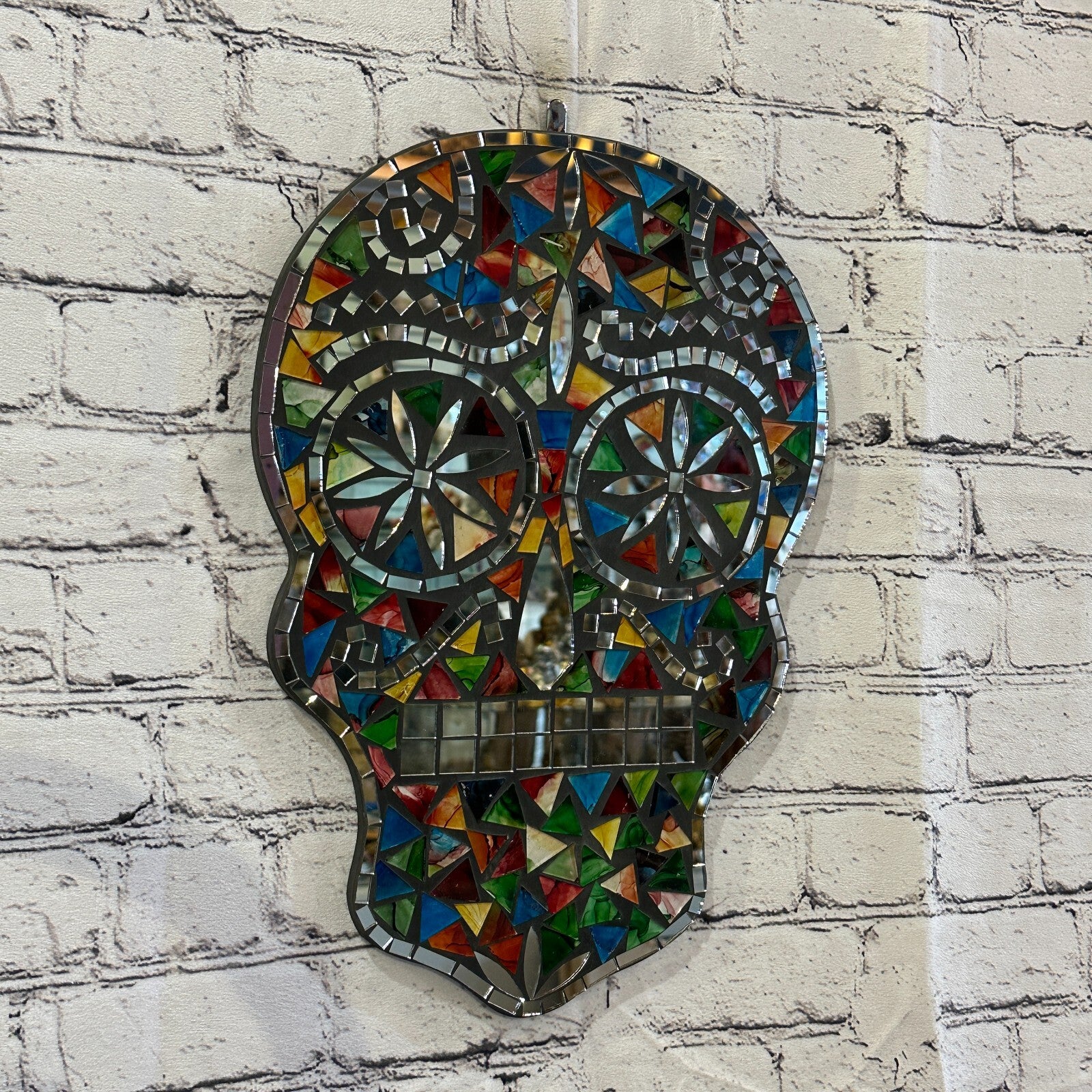 Rainbow Skull Mosaic Tile Wall Mirror 40cm x 28cm 16 Inches Handmade New0