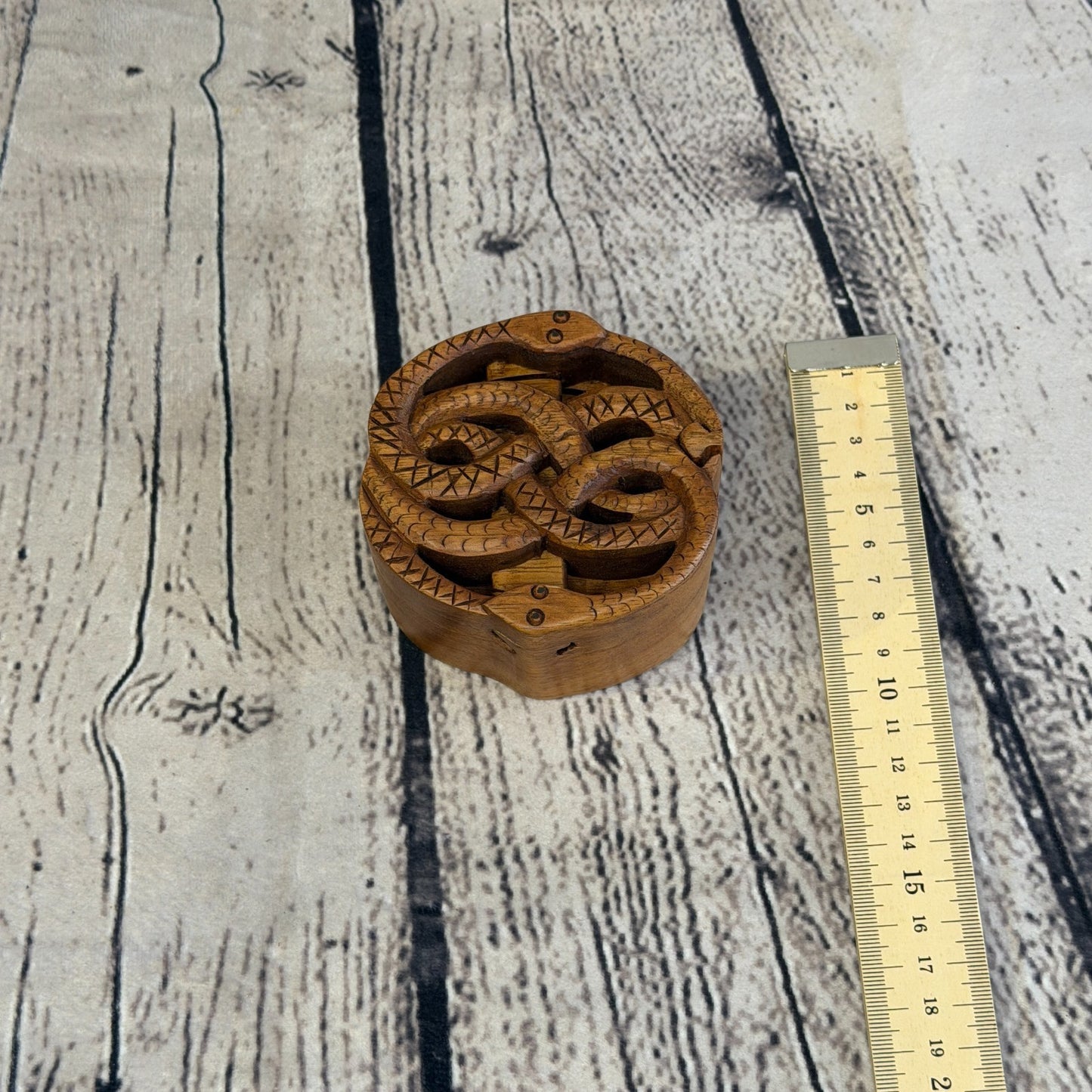 Round Two Snakes 4 Bit Wooden Puzzle Box Secret Box Magic Trinket Handmade4