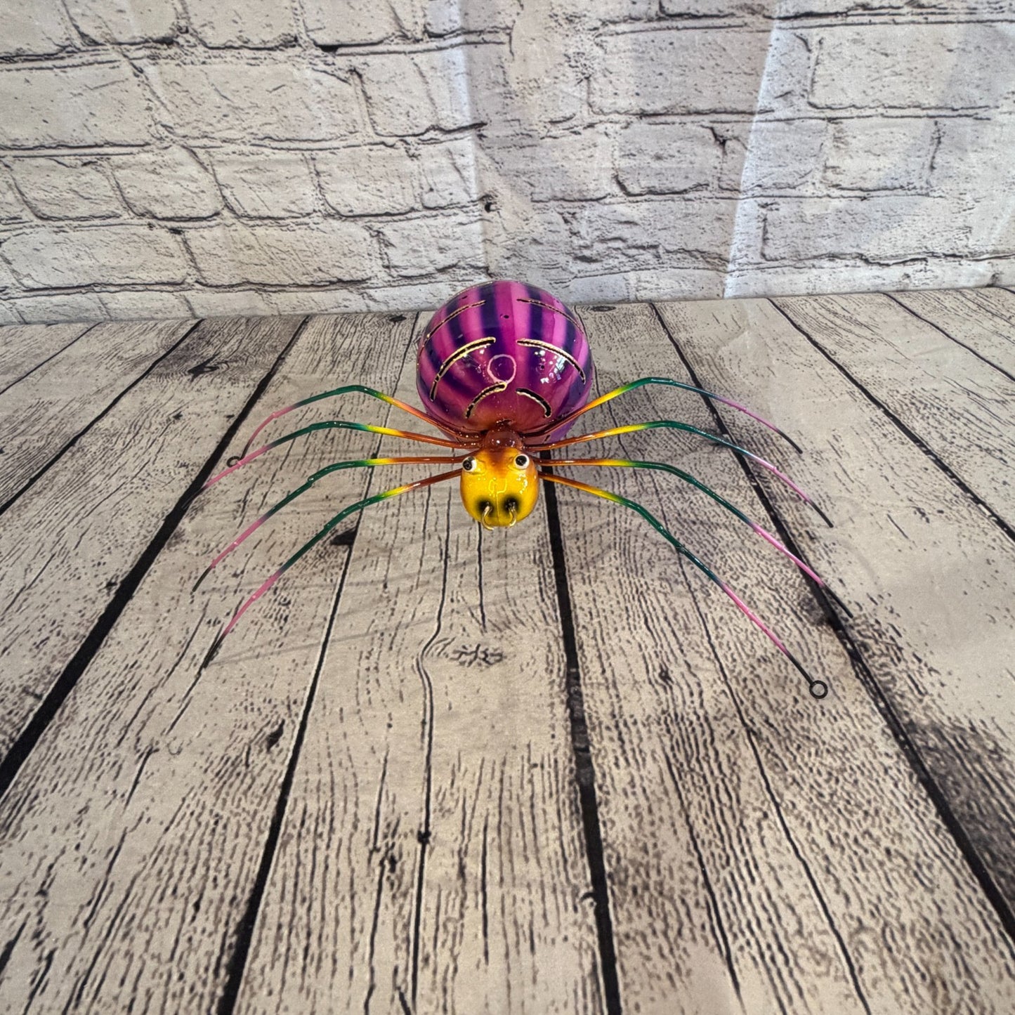 35cm x 20cm Small Colourful Purple Spider Metal Tin Standing Ornament Statue1