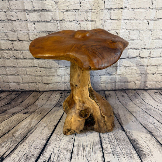 50cm x 40cm Dome Wooden Mushroom Toadstool Sculpture Garden Teak Root Ornament0