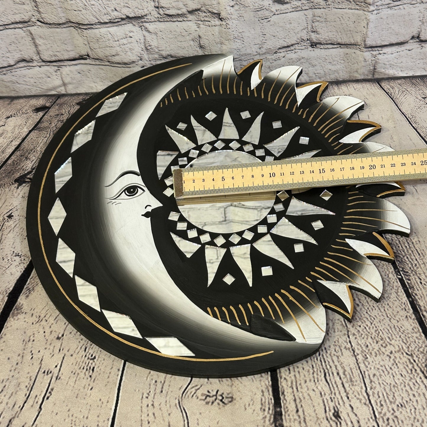 Black Half Moon Mosaic Tile Wall Mirror 40cm x 40cm 16 Inches Handmade Fairtrade5