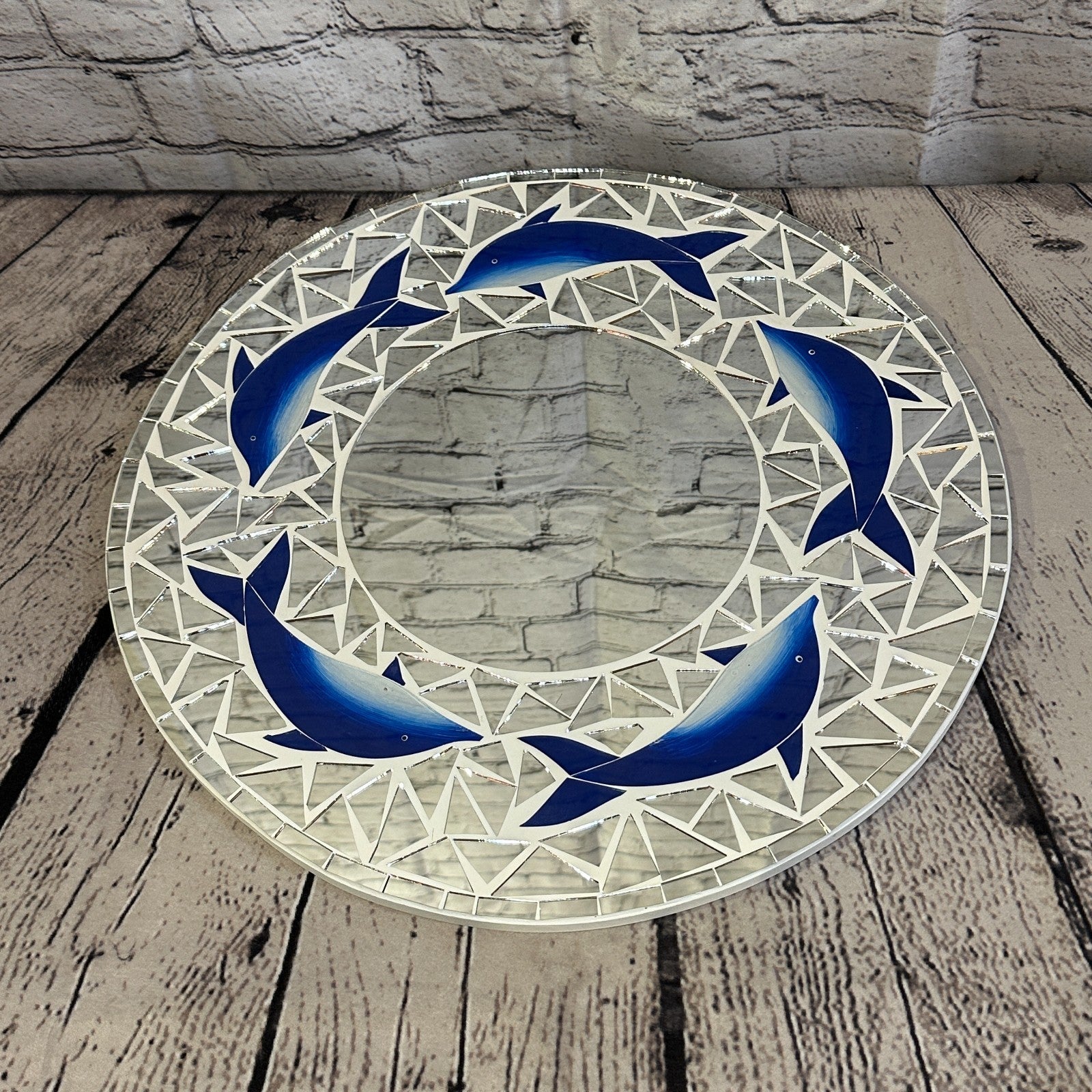 Blue Dolphin Mosaic Tile Wall Mirror 40cm x 40cm 16 Inches Handmade New4