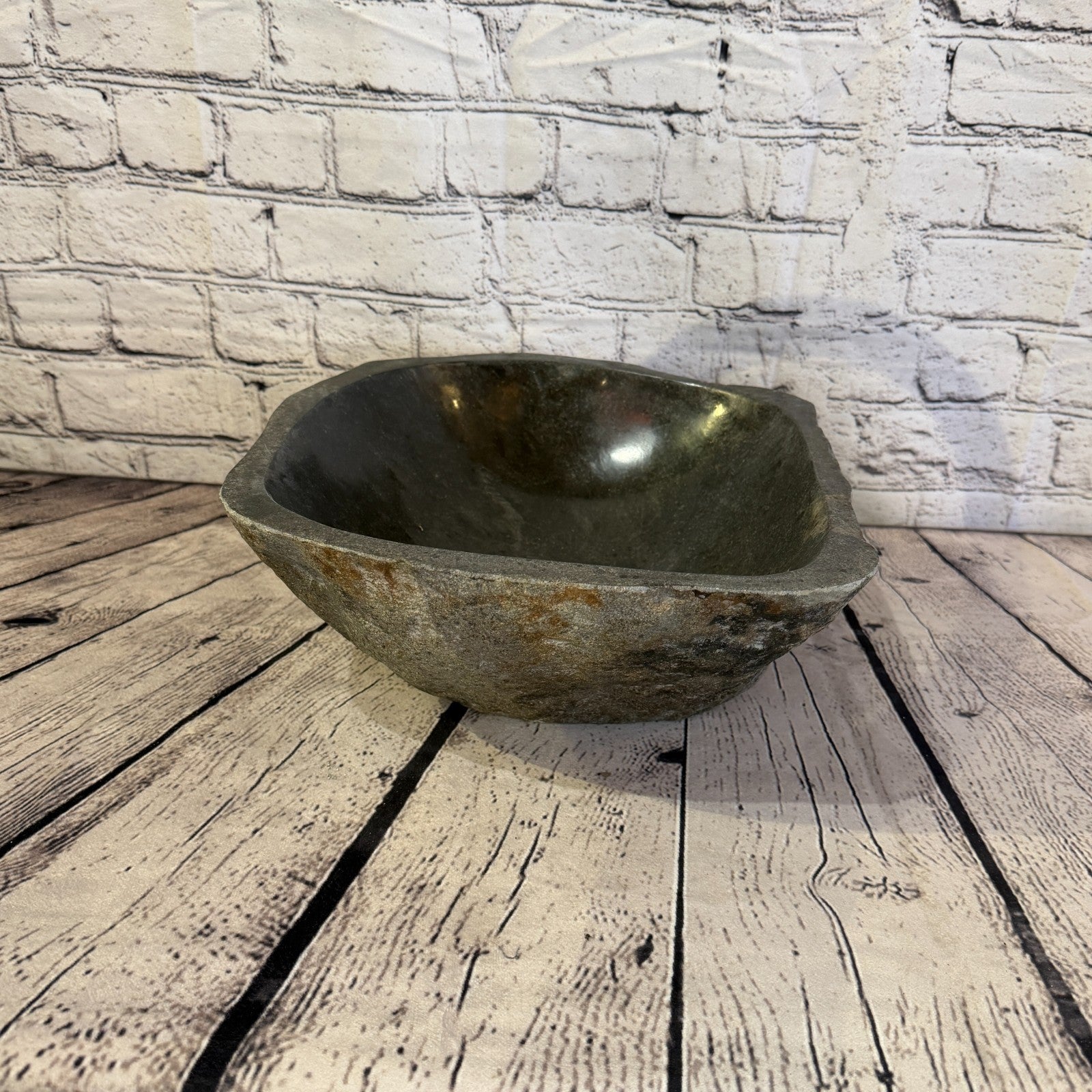 31cm x 29cm Wash Basin Bathroom Counter Top Washing River Stone Bowl Sink No 313