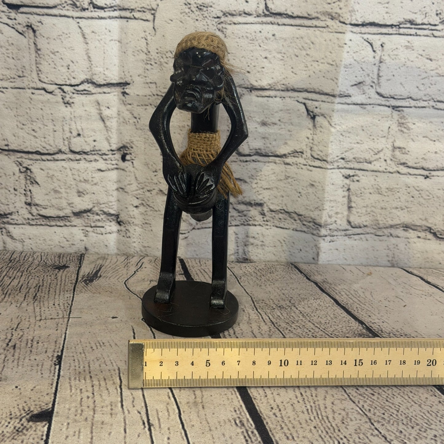 20cm Standing Drummer African Tribal Warrior Man Figure Statue Wood Hand Carved6