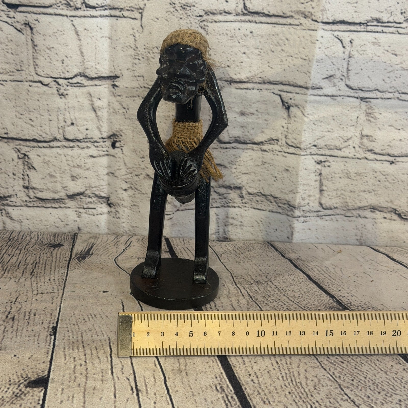 20cm Standing Drummer African Tribal Warrior Man Figure Statue Wood Hand Carved6